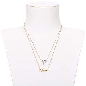 Rose gold and silver Set of 2 Aries zodiac sign pendant necklaces